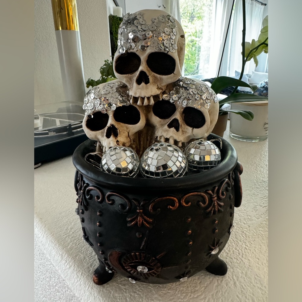 Christian Siriano Disco Ball Skull Cauldron